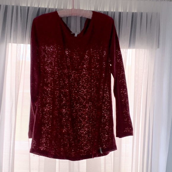 2/$15 Layer Beach Burnout Sporty Boat neck Top Dark Pink O’Niell XL Large Medium - Picture 8 of 10